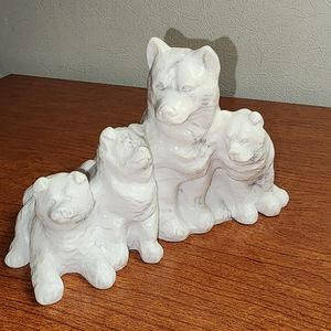Aarktik Carved Sculptures Husky Dog & Pups Made in Canada